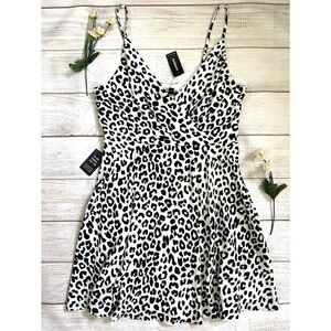 Express V-Neck Animal Print Mini Dress